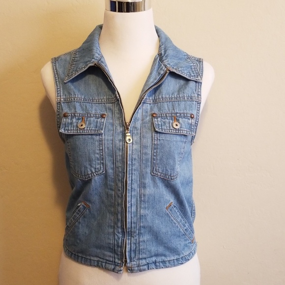 Express Jackets & Blazers - EXPRESS Light Denim Zip Up Vest